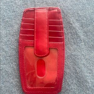 Red Leather Credit Card Holder with coin purse